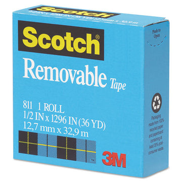 Scotch® Removable Tape, 1" Core, 0.5" X 36 Yds, Transparent freeshipping - TVN Wholesale